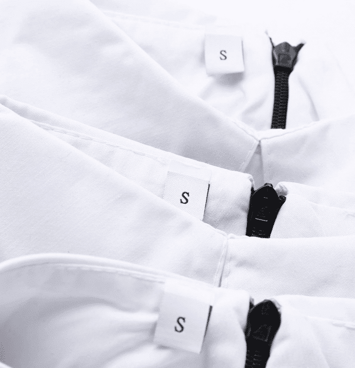 Woven Size Labels- Regular White- Clothing Sample - Labelyze