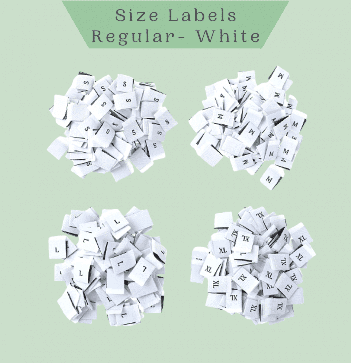 Woven Size Labels- Regular White - Labelyze