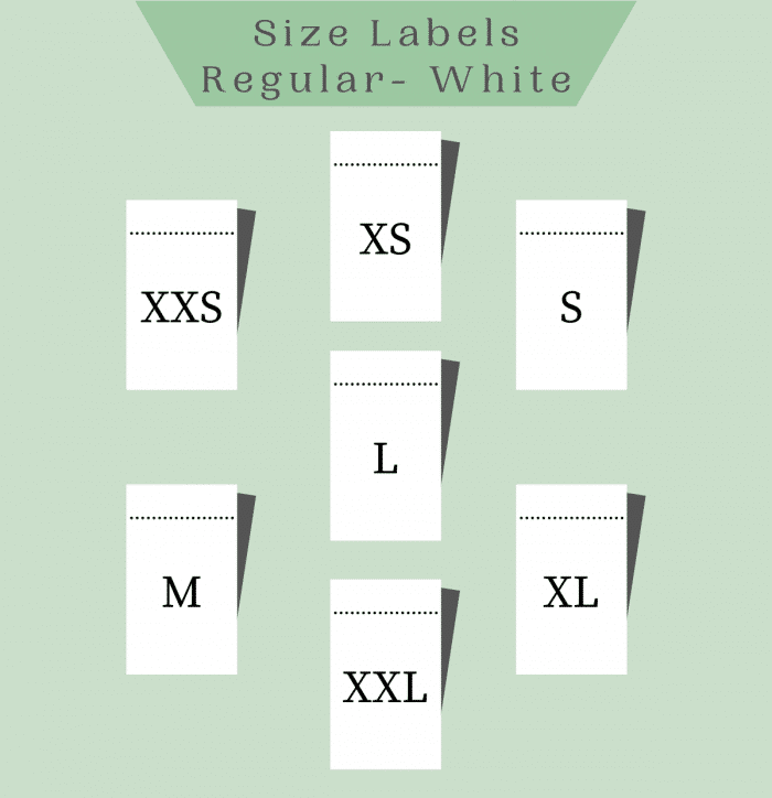 Woven Size Labels- Regular White- XS to XXL - Labelyze