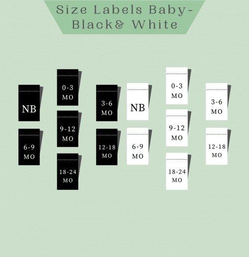 Baby Size Labels - Black & White