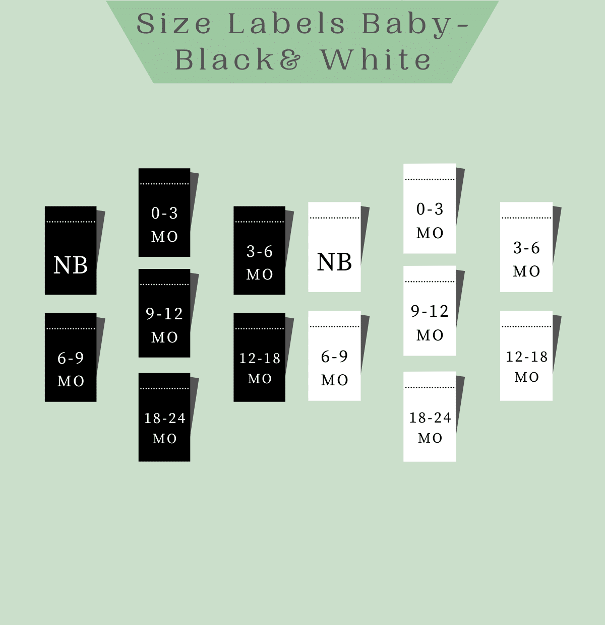 Baby Size Labels - Black & White