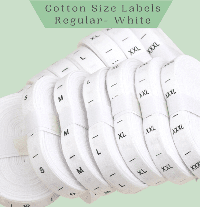 Cotton Size Labels- Regular White- XXS to XXL - Labelyze 2