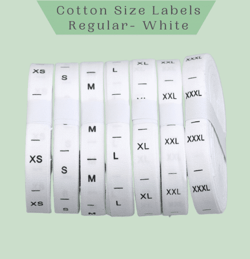 Cotton Size Labels- Regular White- XXS to XXL - Labelyze