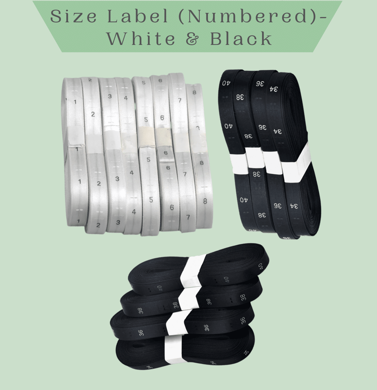 Size Labels Numbered - White & Black