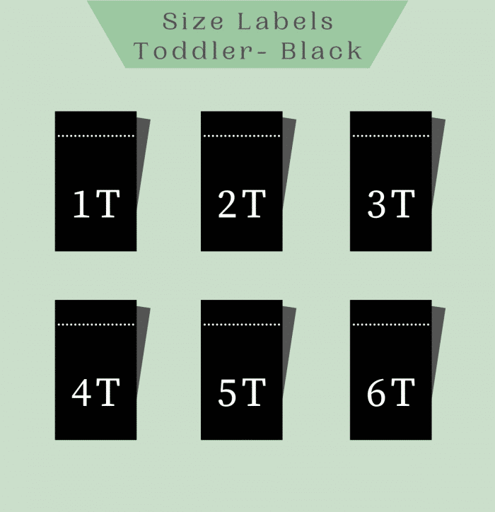 Toddler Size Labels - 1T-6T-Black- Labelyze
