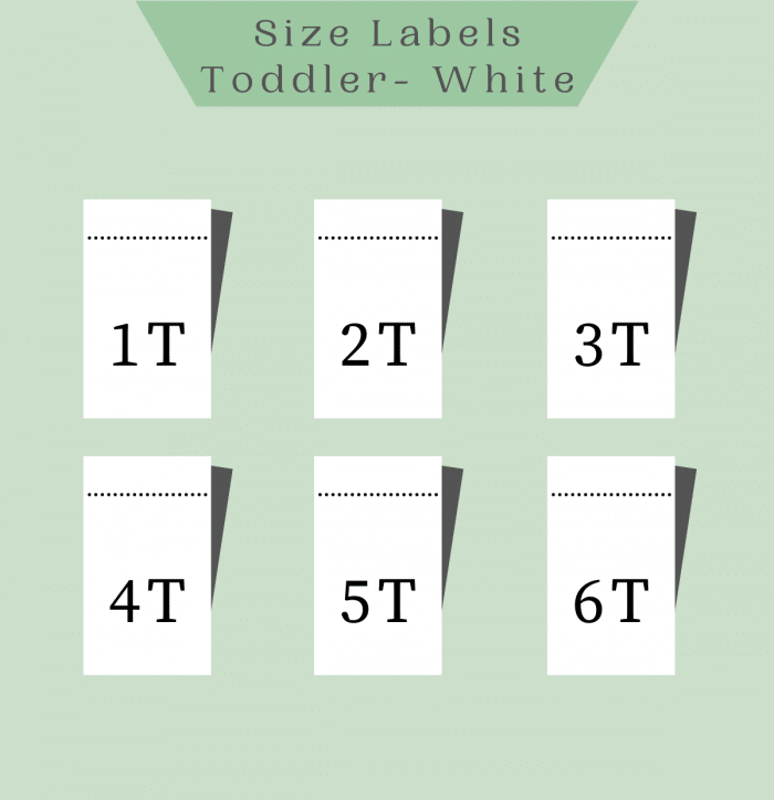 Toddler Size Labels - 1T-6T-White- Labelyze