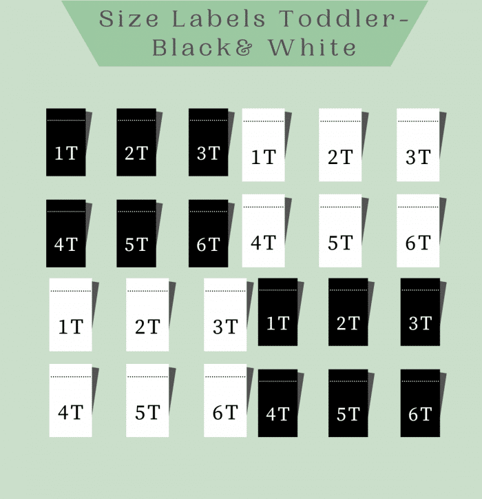 Toddler Size Labels - Black & White